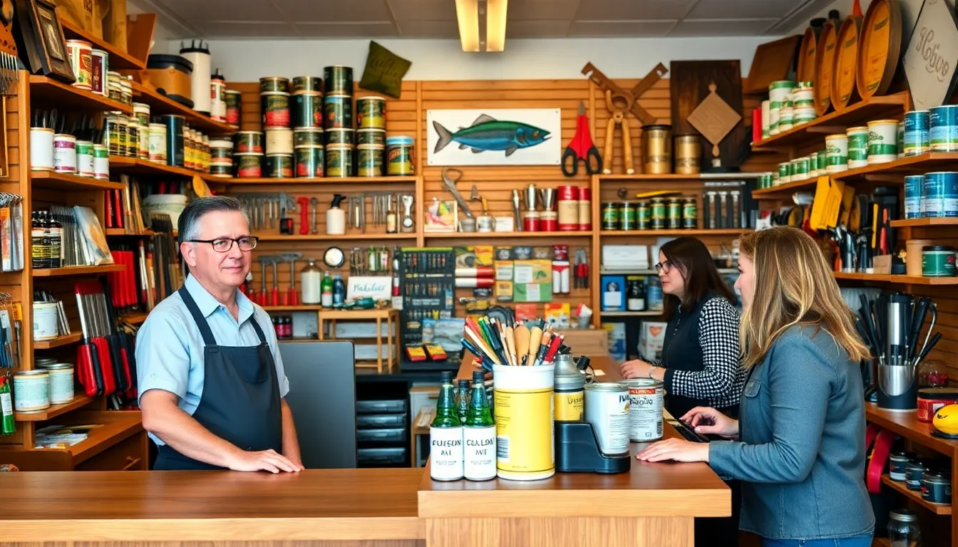 local hardware store in Maine with engaged staff and customers.